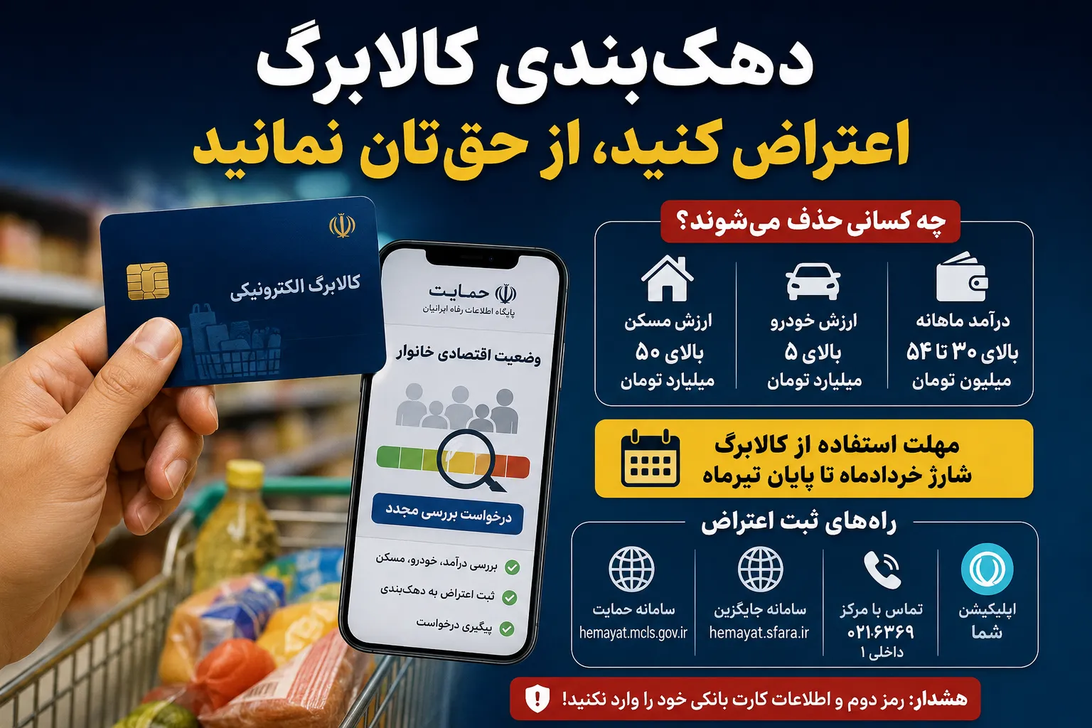 کالابرگ این دهک‌ها حذف شد / راهنمای کامل اعتراض به دهک‌بندی در تیر ۱۴۰۵ + شماره تماس