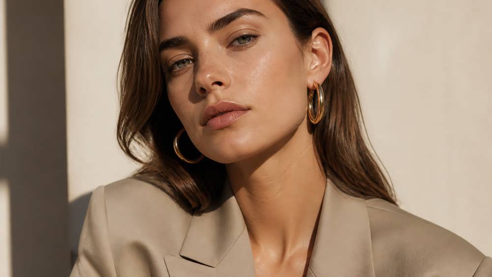 گوشواره حلقه ای طلایی کلاسیک مناسب برای استفاده روزمره و محیط کار