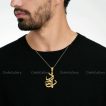 گردنبند نقره اسم بهزاد سایز 2 پلاک نقره عیار 925 با آبکاری طلا و زنجیر استیل رنگ ثابت 3 بر گردن مرد