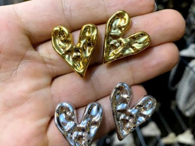گوشواره قلب طلایی و نقره ای