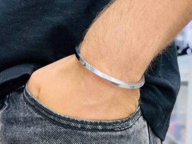 دستبند مردانه بنگل مردانه پیچ استیل رنگ ثابت
