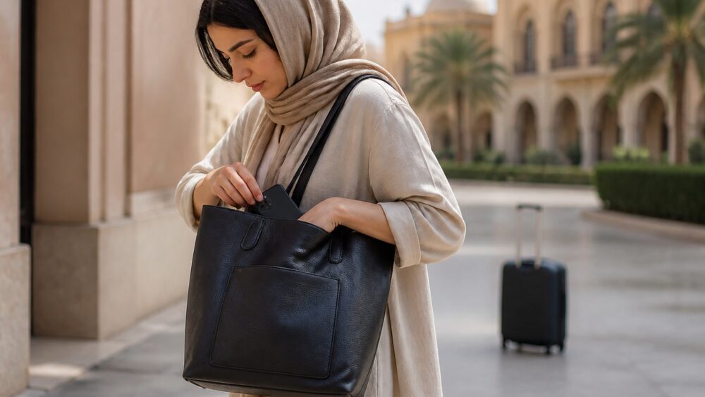 کیف توت زیپ دار روی شانه مسافر با جیب داخلی برای تلفن، مدارک، کارت و کلید