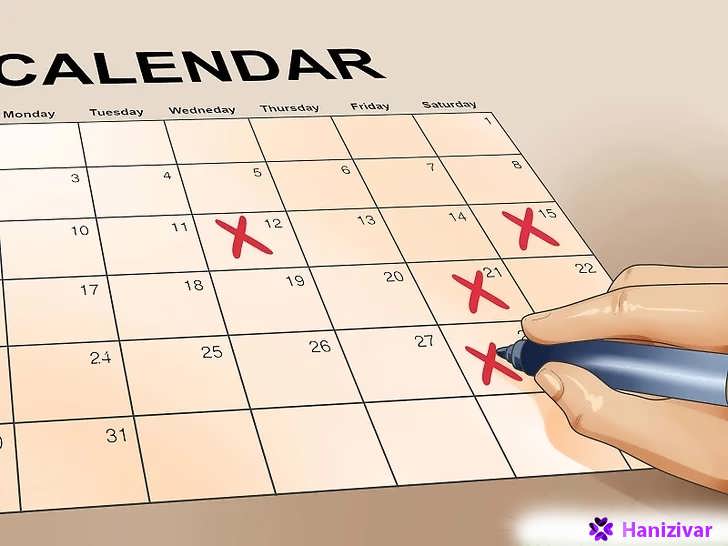 تقویم با تاریخ های علامت گذاری شده