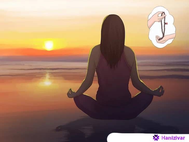 مدیتیشن با تسبیح مالا هنگام غروب